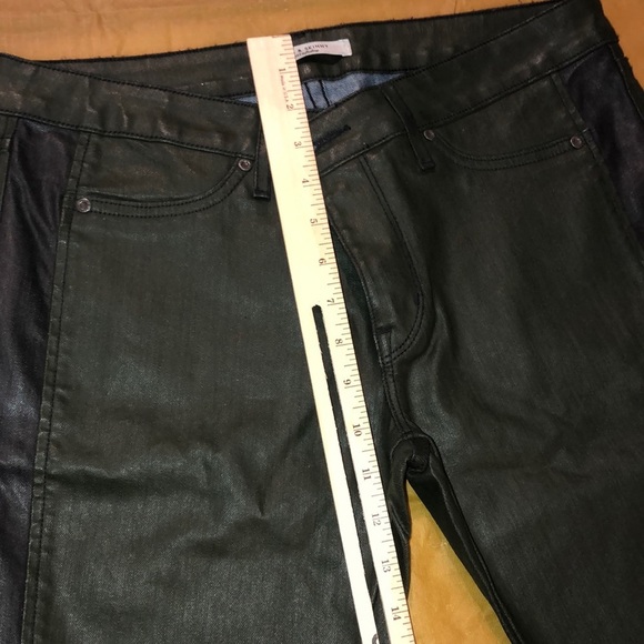 Rich & Skinny Size 30 dark green coated jeans skinny leg with black tux stripe - Picture 13 of 16